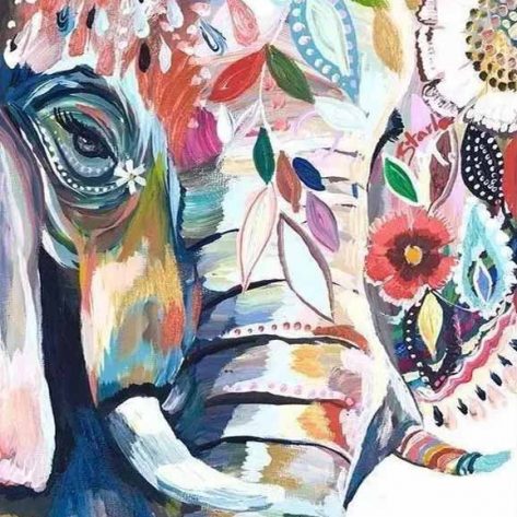Animal Beautiful Elephant Colorful Painting