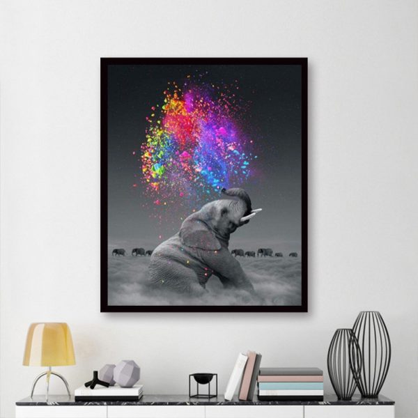 Animal Gray Elephant Artistic Squirting Colorful
