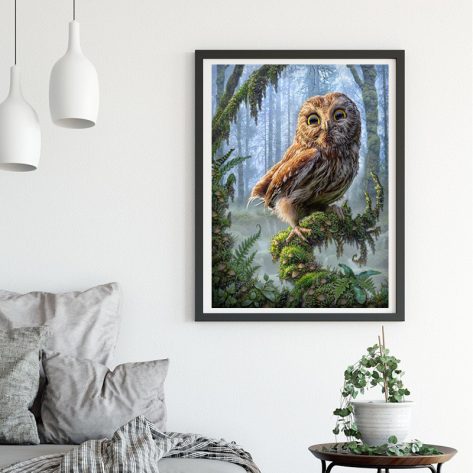 Animal Owl In The Forest Standing On The Tree