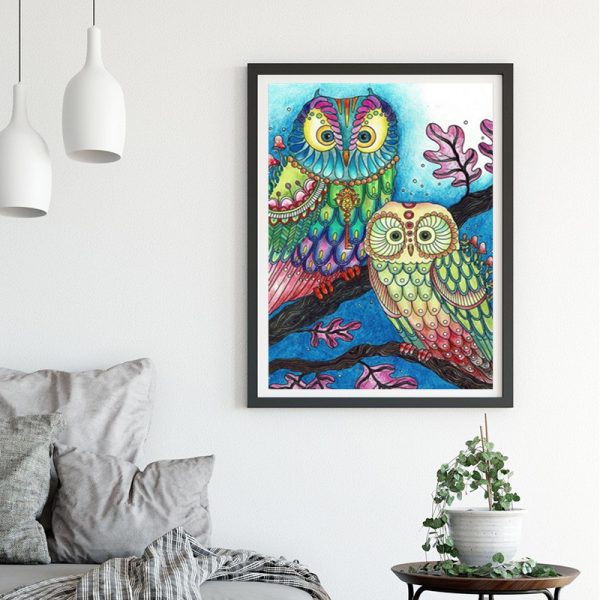 Animal Two Owls On The Branch Beautiful