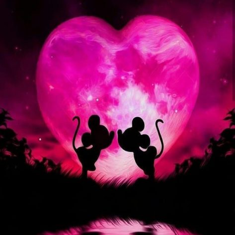 Variety Two Mickey Mouse Pink Love Light And Shadow