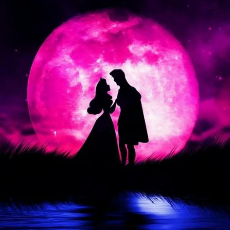 Variety Pink And Blue Moonlight And Lake Couples