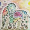 Stars Moon Sun Elephant Hand-painted Illustration