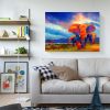 Colorful Elephant Nature Scene Oil Painting