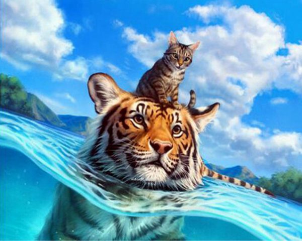 Tiger And Kitten Cute Match