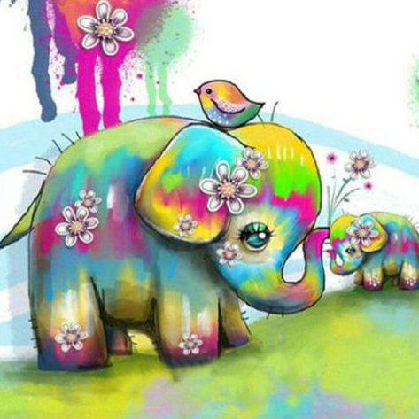 Cute Elephant And Baby Elephant Flower Dress Up