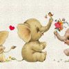 Three Cute Little Elephants Play Happily