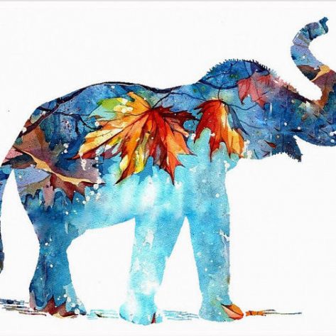 Elephant Composed Of Autumn And Winter Elements